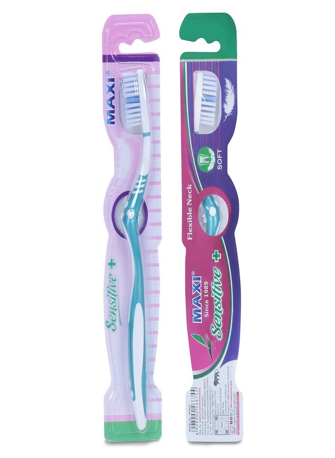 MAXI Sensitive+ Soft Bristles Manual Toothbrush for adults, gentle on sensitive teeth, Multicolor (Pack of 4) - Image 3